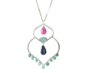 20" Silver Double Lotus Necklace