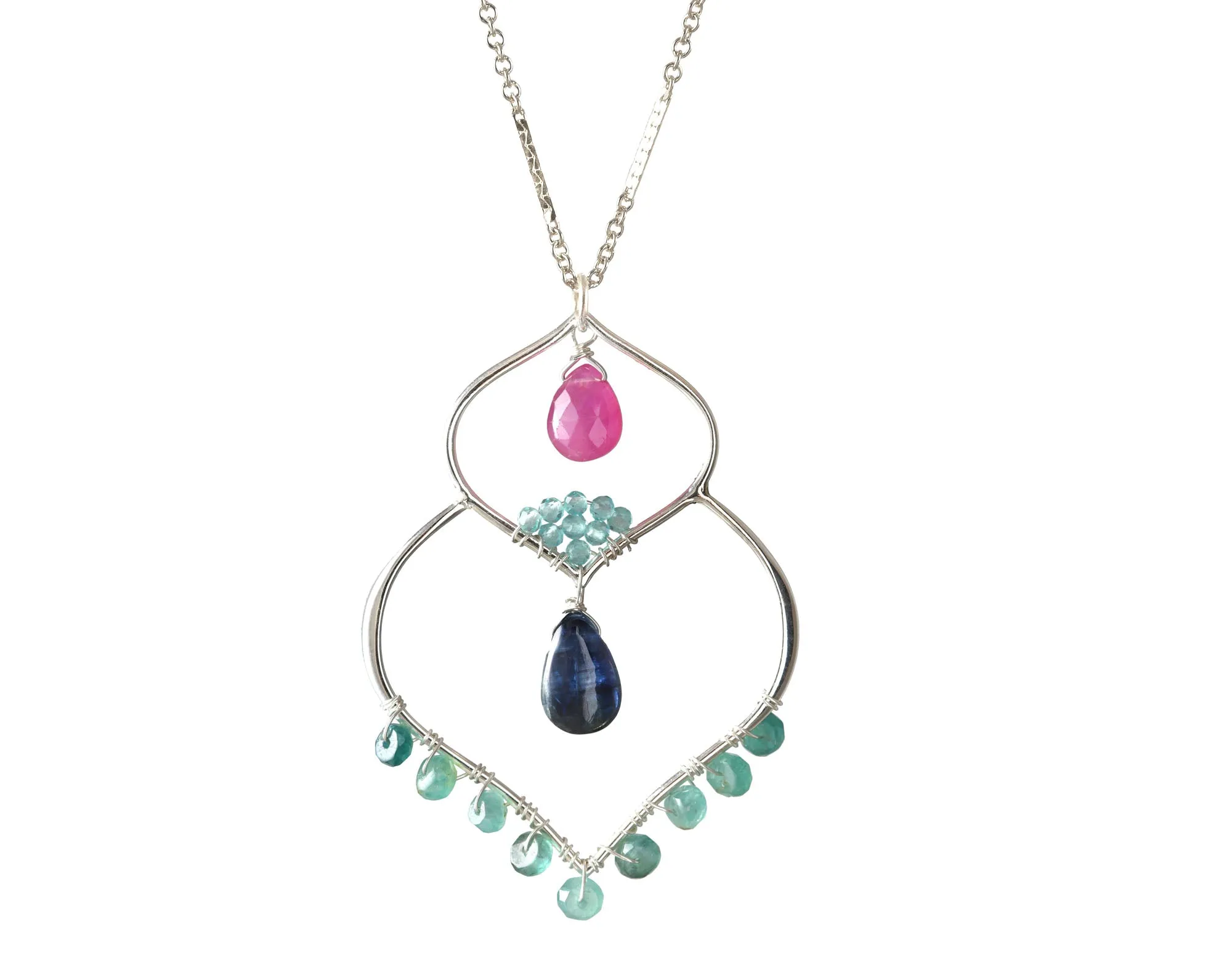 20" Silver Double Lotus Necklace