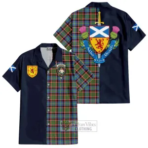 Aikenhead Tartan Short Sleeve Button Shirt Alba with Scottish Lion Royal Arm Half Style