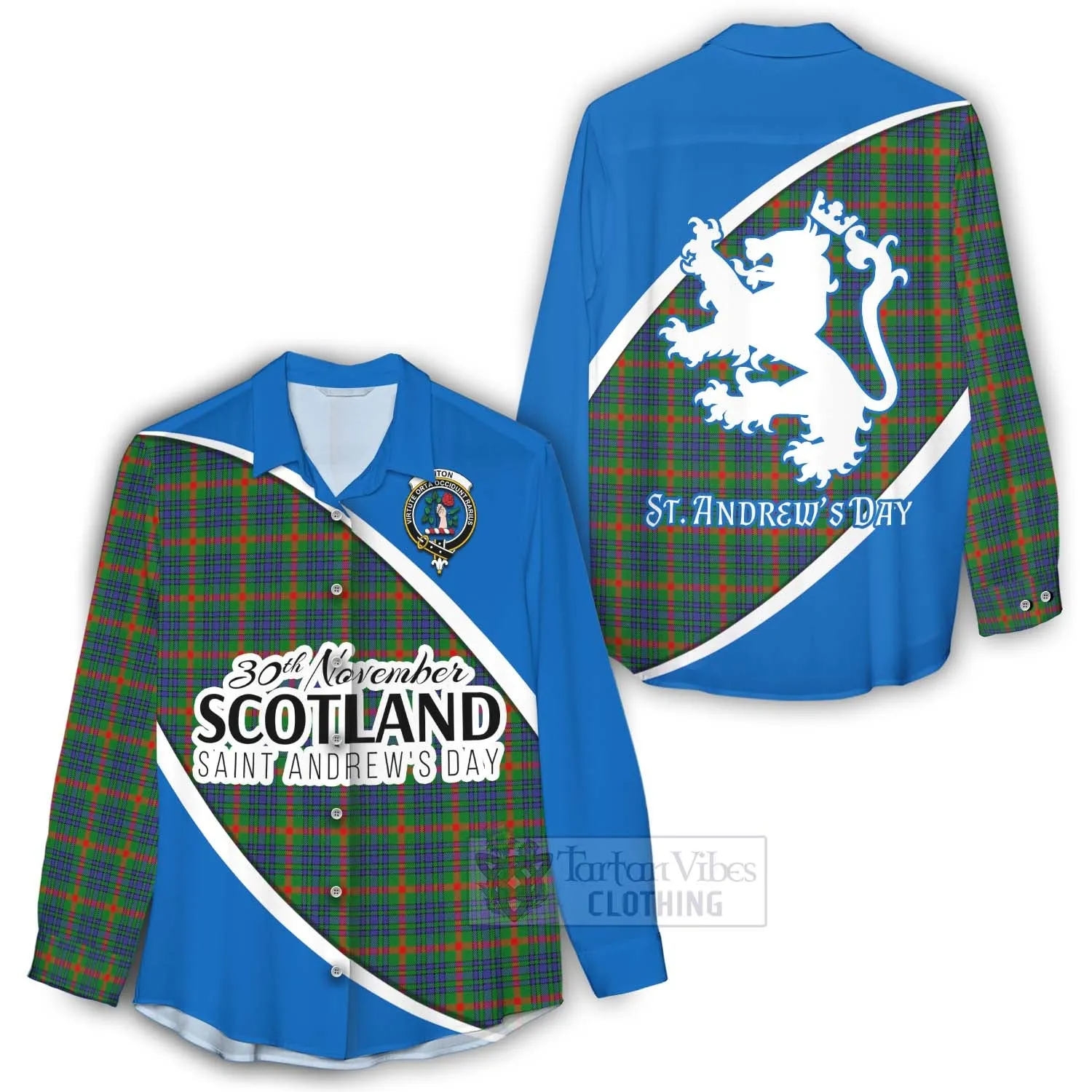 Aiton Family Crest Tartan Women's Casual Shirt Celebrate Saint Andrew's Day in Style