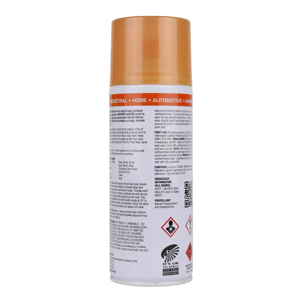 ANCHOR Lacquer Spray Paint Sparkling Gold 300g Aerosol Quick Drying x 3 Pack