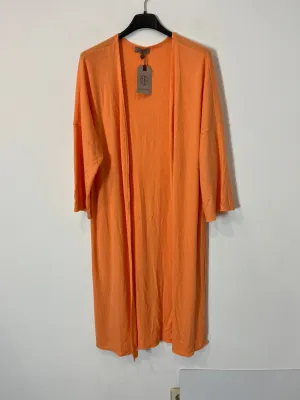 CASUAL CLOTHING. Cárdigan canalé naranja larga. T M