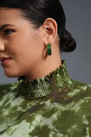 Curveins Chic Rectangular Gem with Round Stone Earrings