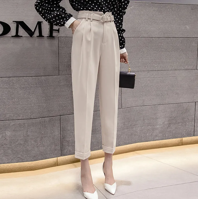 Fashion High-Waist Straight-Leg Pants
