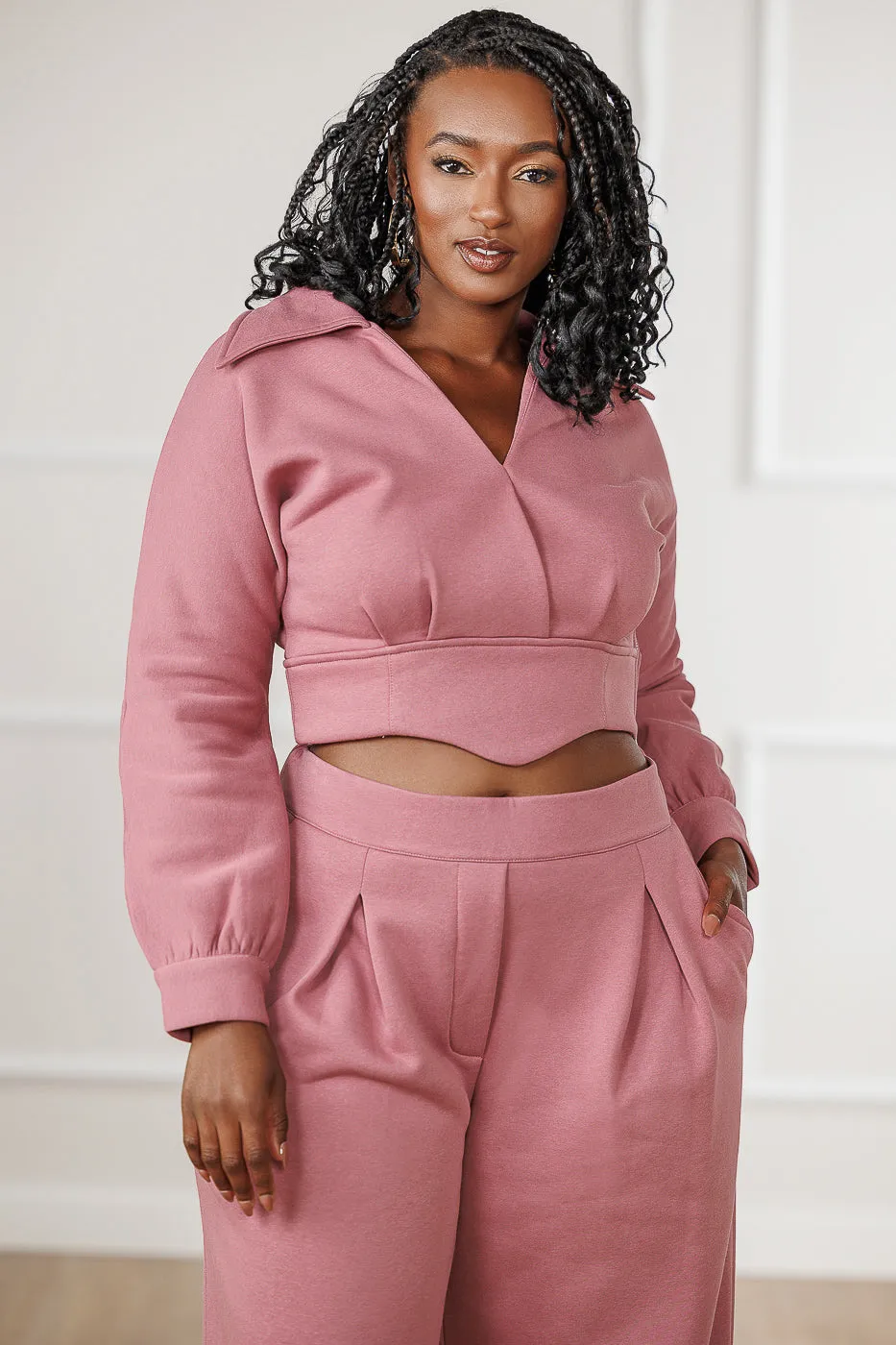 FINAL SALE - Mirah Pleated Surplice Top - Old Rose