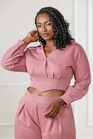 FINAL SALE - Mirah Pleated Surplice Top - Old Rose