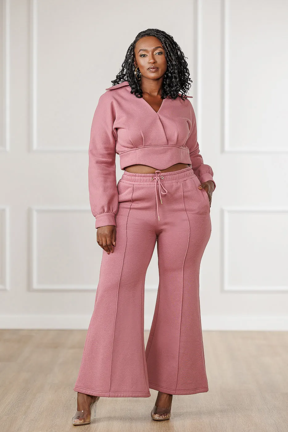 FINAL SALE - Mirah Pleated Surplice Top - Old Rose
