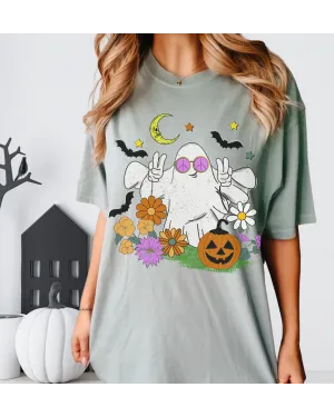 Halloween Comfort Colors® T-Shirt, Funny Retro Ghost Women's Vintage Design Tee, Retro Inspired T-Shirt