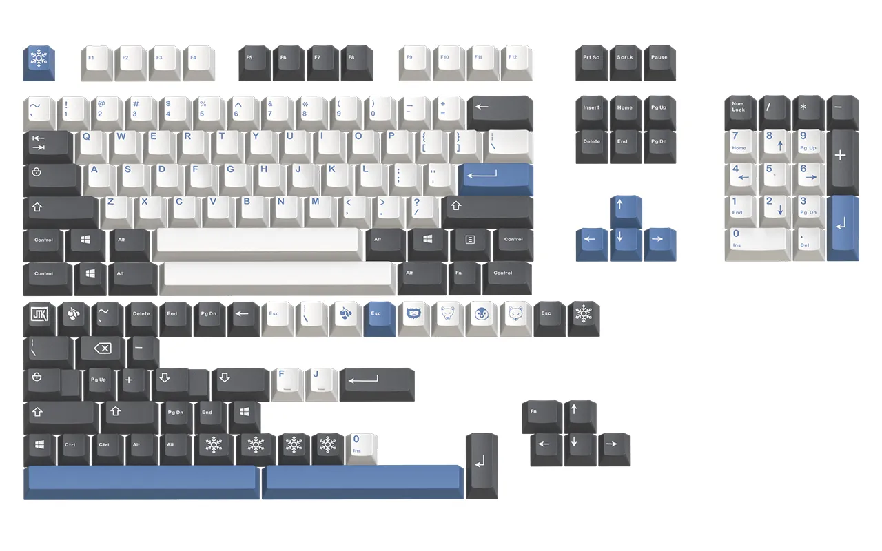 JTK Arctic Doubleshot Keycap Set