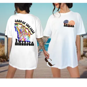 Land Of The Free 4th of July Comfort Colors® T-Shirt, Retro Summer T-Shirt Dress, 1970's Vintage, Trendy T-Shirt
