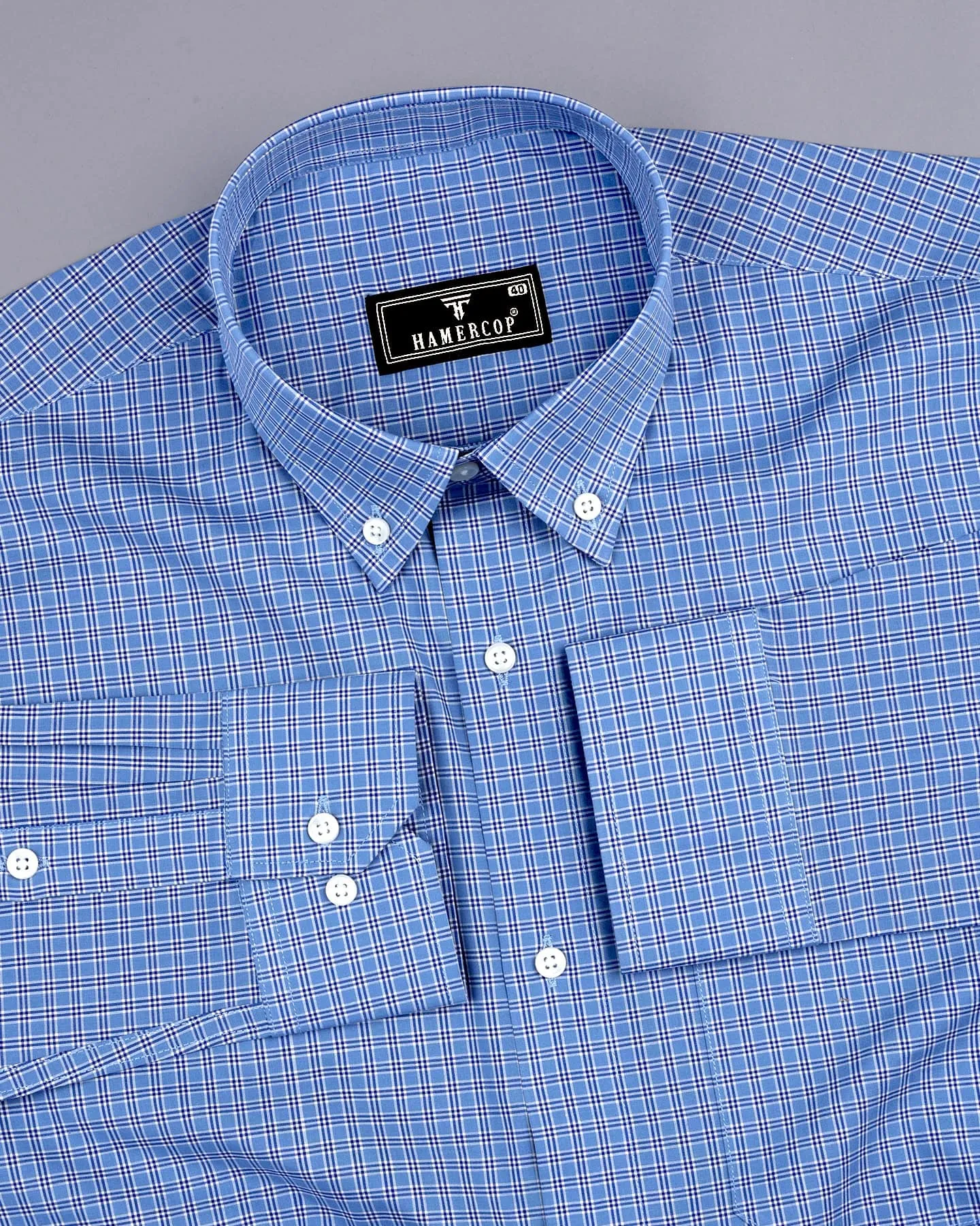 Margret Blue Formal Check Cotton Shirt