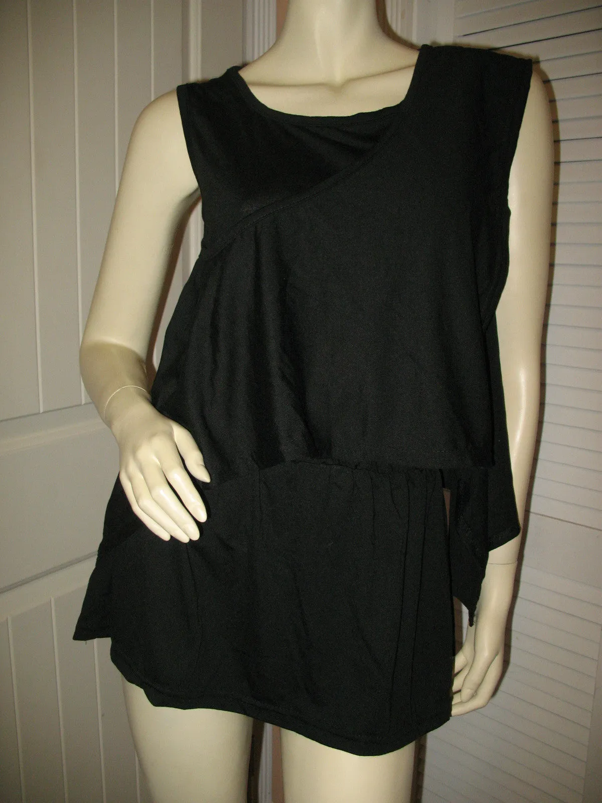 NEW Womens Tops BLACK SLEEVELESS Wide Adjustable SASH TOP Blouse Women Casual Clothes Large