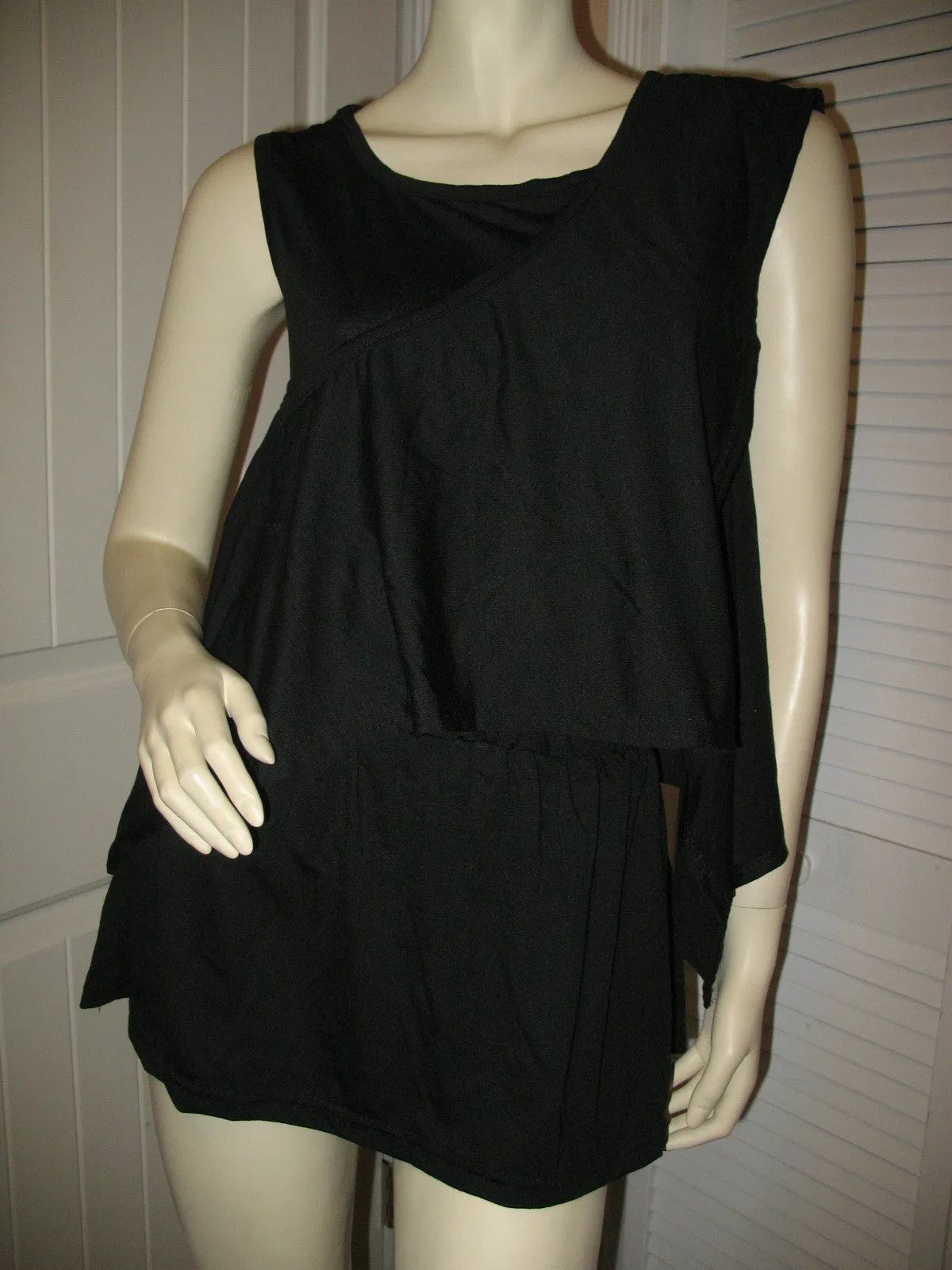 NEW Womens Tops BLACK SLEEVELESS Wide Adjustable SASH TOP Blouse Women Casual Clothes Large