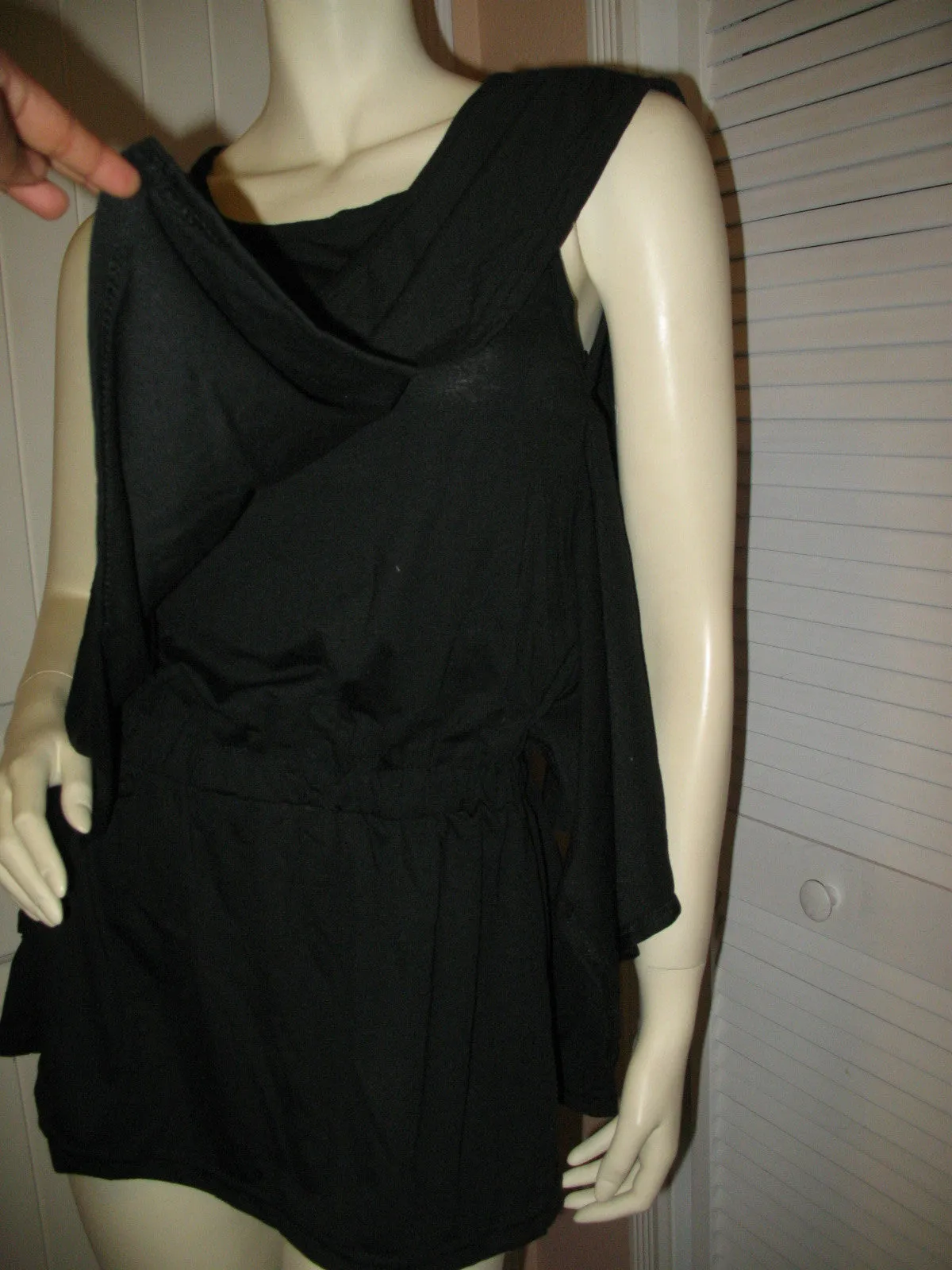 NEW Womens Tops BLACK SLEEVELESS Wide Adjustable SASH TOP Blouse Women Casual Clothes Large