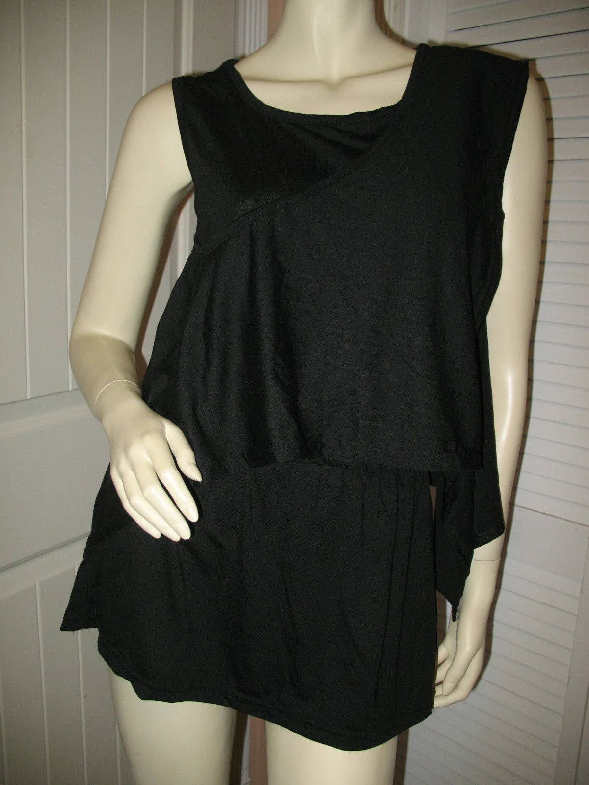 NEW Womens Tops BLACK SLEEVELESS Wide Adjustable SASH TOP Blouse Women Casual Clothes Large