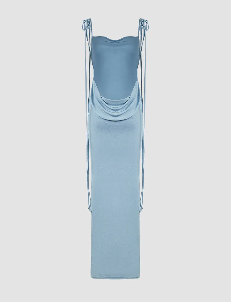 Solid Backless Cami Dress