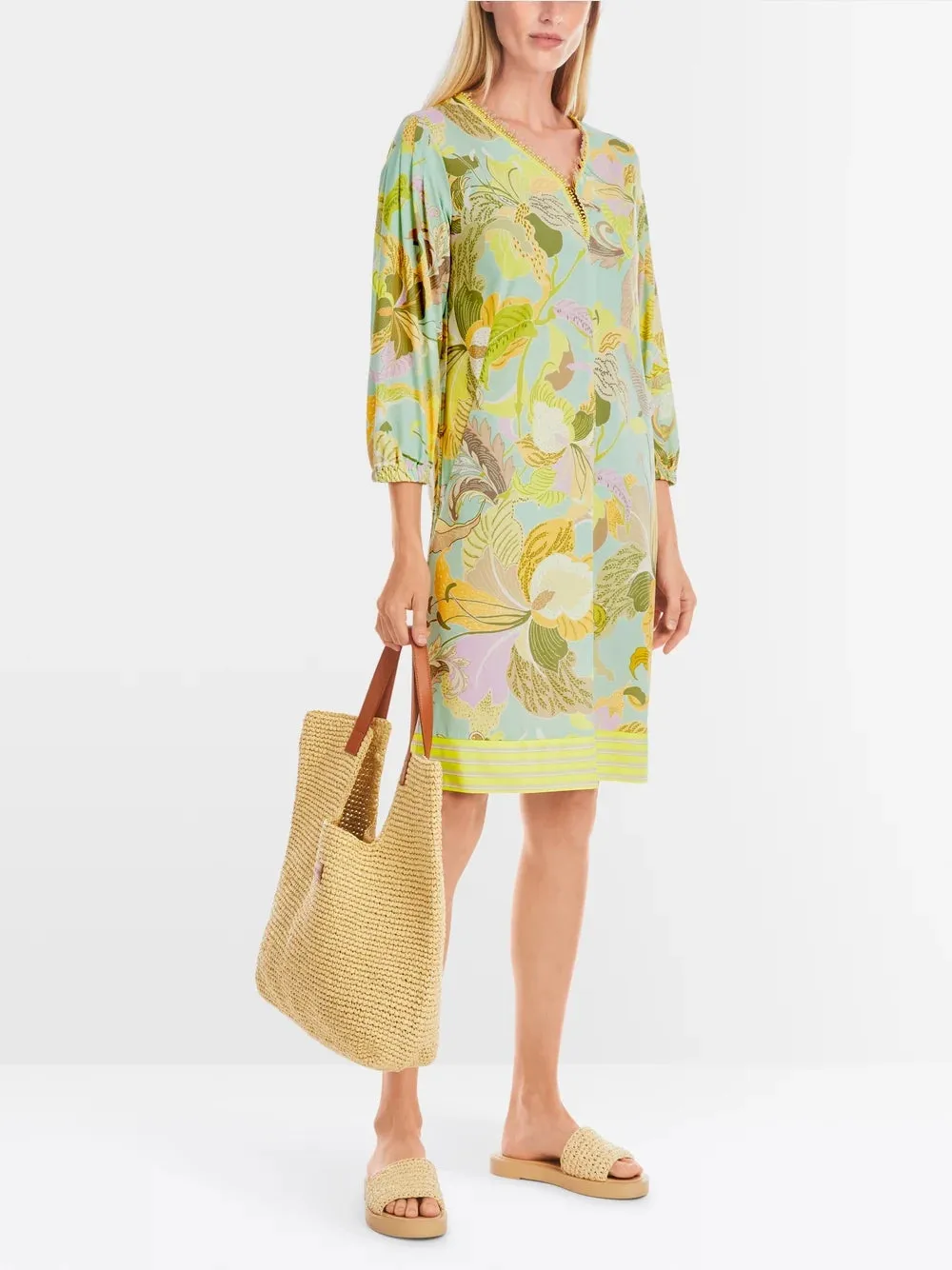Tunic Dress in Print - Soft Limeade